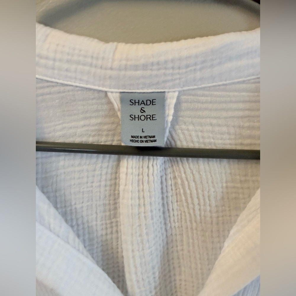 Shade & Shore Women's White Gauze Button-Up Swim Coverup - Picture 2 of 4
